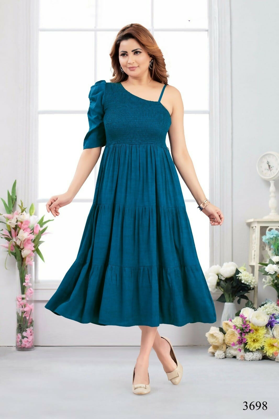Joban Fashion Heavy Muslin Airforce Blue Color Tunic | Grocsy