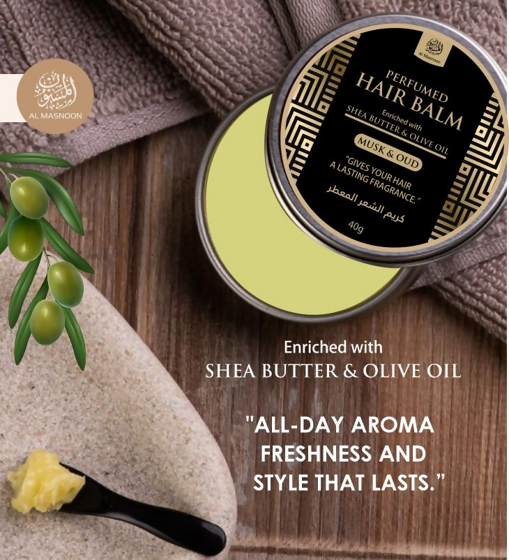 Al Masnoon Perfumed Hair Balm with Shea Butter & Olive Oil | Grocsy