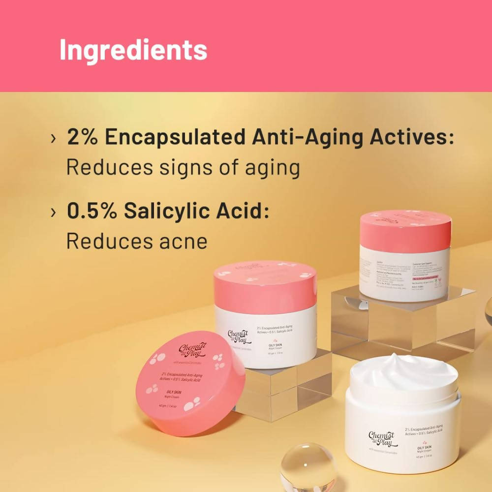 Chemist At Play Oily Skin Night Cream For Oily & Acne-Prone Skin, Controls Excess Sebum | Grocsy