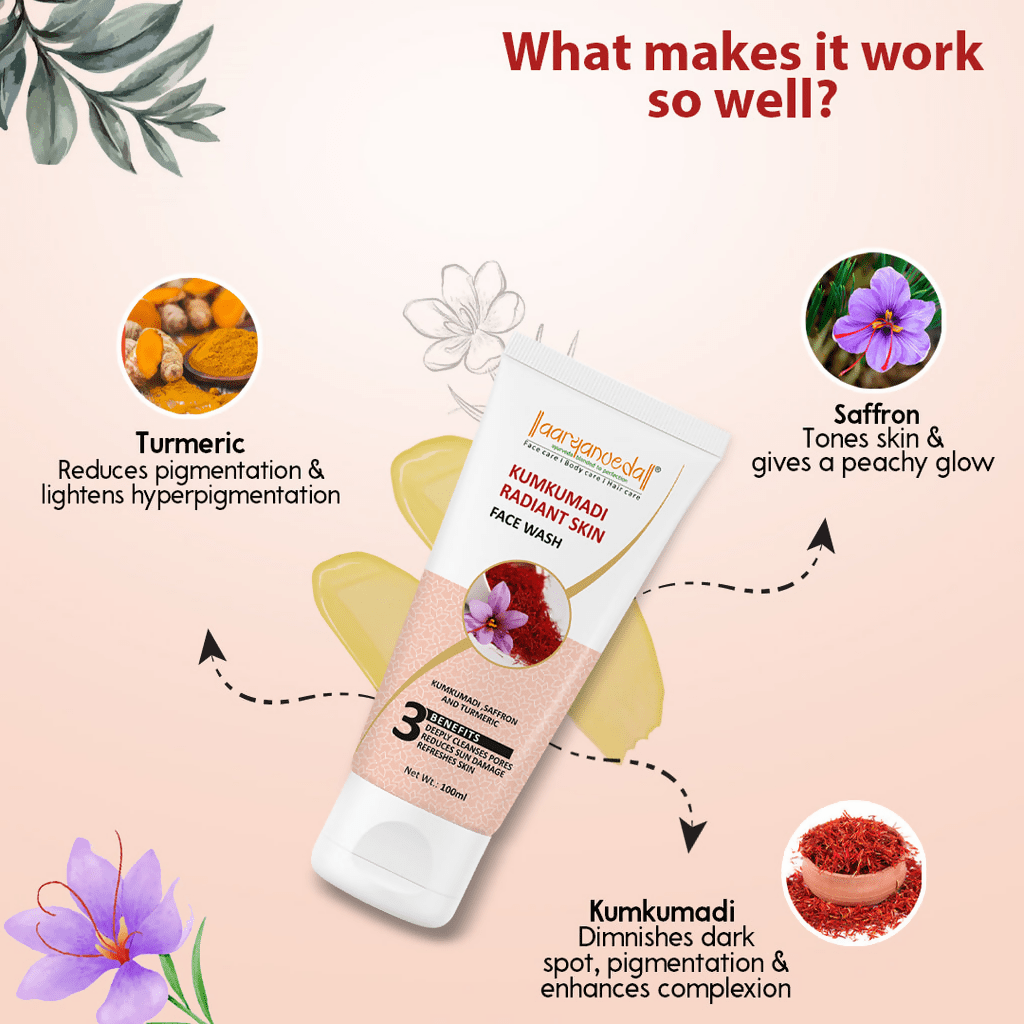 Aaryanveda Kumkumadi Radiant Skin Face Wash | Grocsy