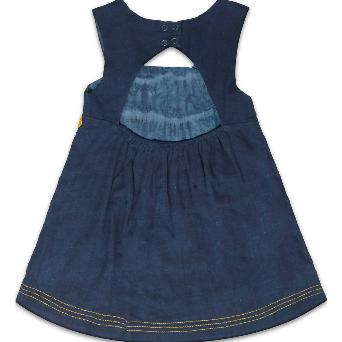 Mhyssa Blue Square Neck Sleeveless Frock | Grocsy