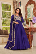 Teeya Creation Womens Casual Party Wear Heavy 5mm Sequence Embroidery Work Purple Gown Set | Grocsy