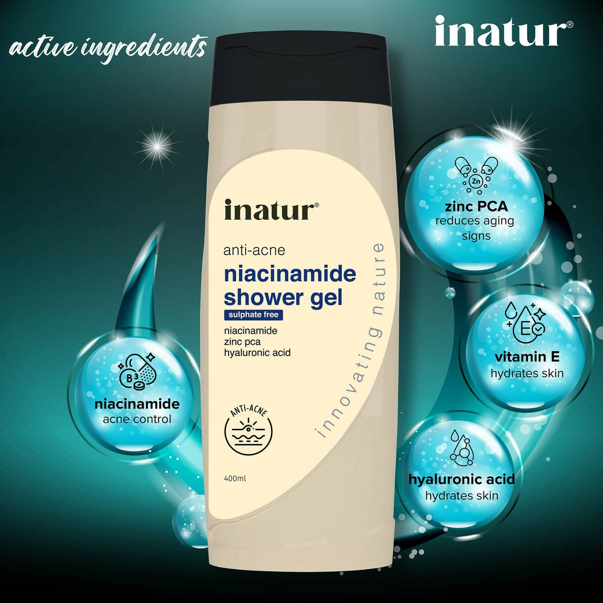 Inatur Niacinamide Shower Gel | Grocsy