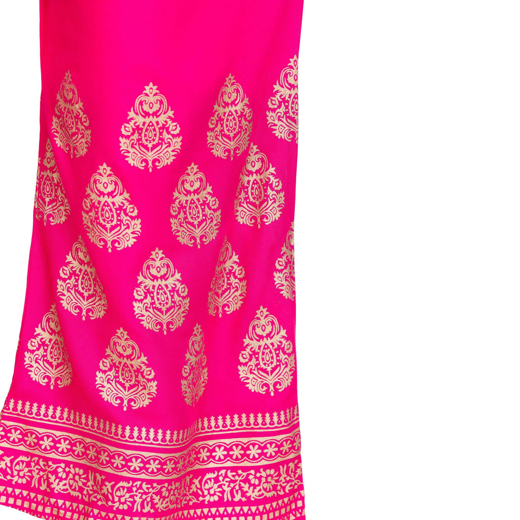 PAVONINE Rani Color Golden Printed Rayon Fabric Sharara For Women & Girls | Grocsy