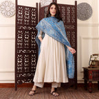 The52 Women's Beautiful Solid Chanderi Silk Fabric Flared Anarkali Pant and Dupatta Set | Grocsy