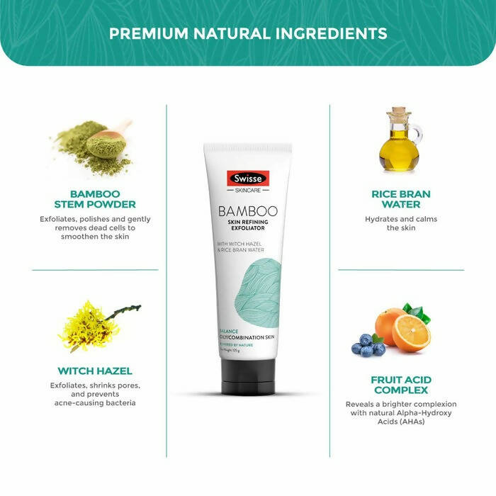 Swisse Skincare Bamboo Skin Refining Exfoliator With Witch Hazel & Rice Bran Water | Grocsy