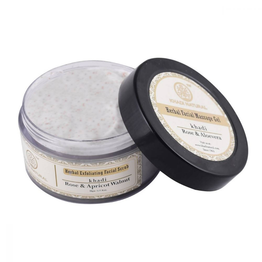 Khadi Natural Rose & Apricot Walnut Herbal Exfoliating Facial Scrub | Grocsy