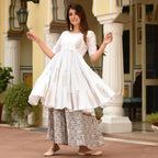 PartyWear Designer White Pure Maslin Palazzo Suit - Anbazaar | Grocsy