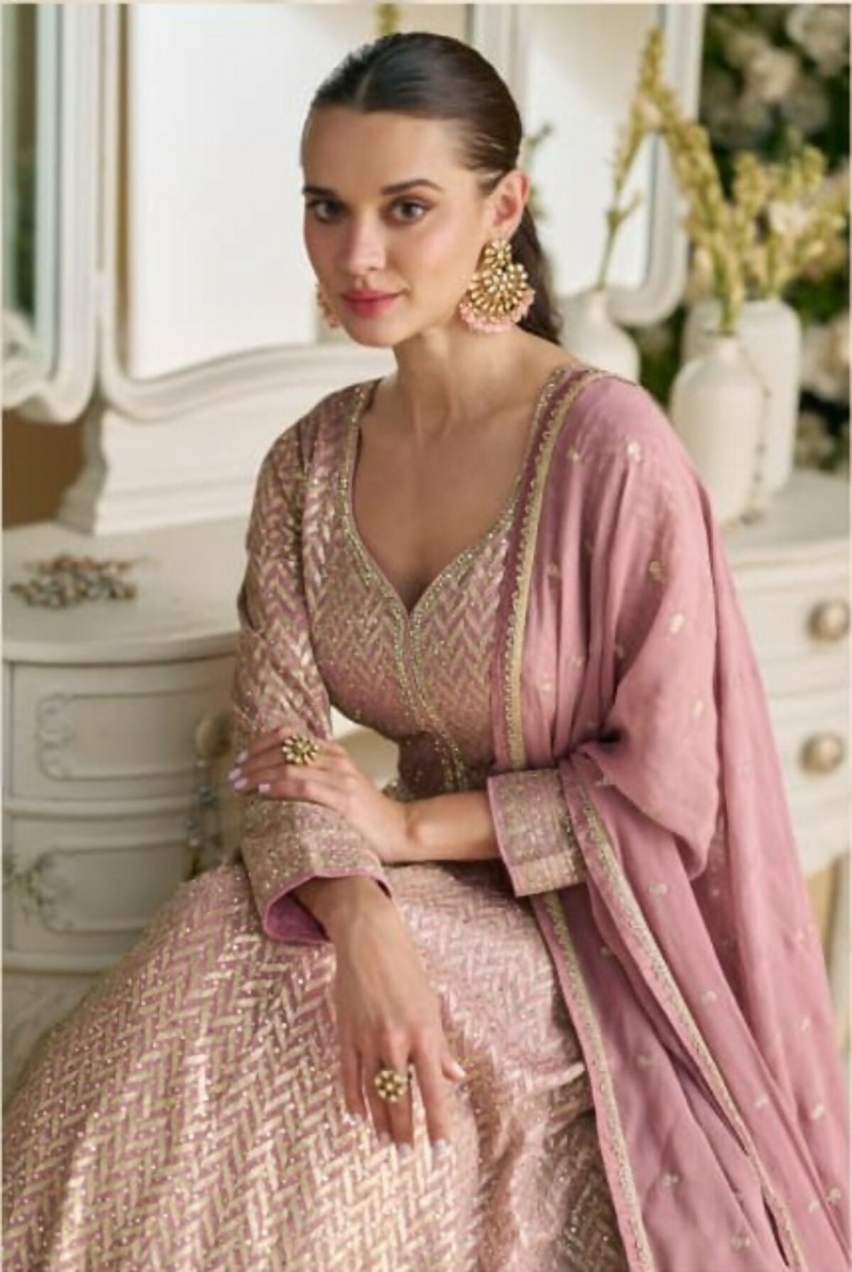 Anaita Purple Real Georgette Readymade Anarkali Gown with Embroidery & Sequence Work | Grocsy
