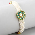 Traditional Kundan Rakhi With Wallet And Chocolate Burfi | Grocsy