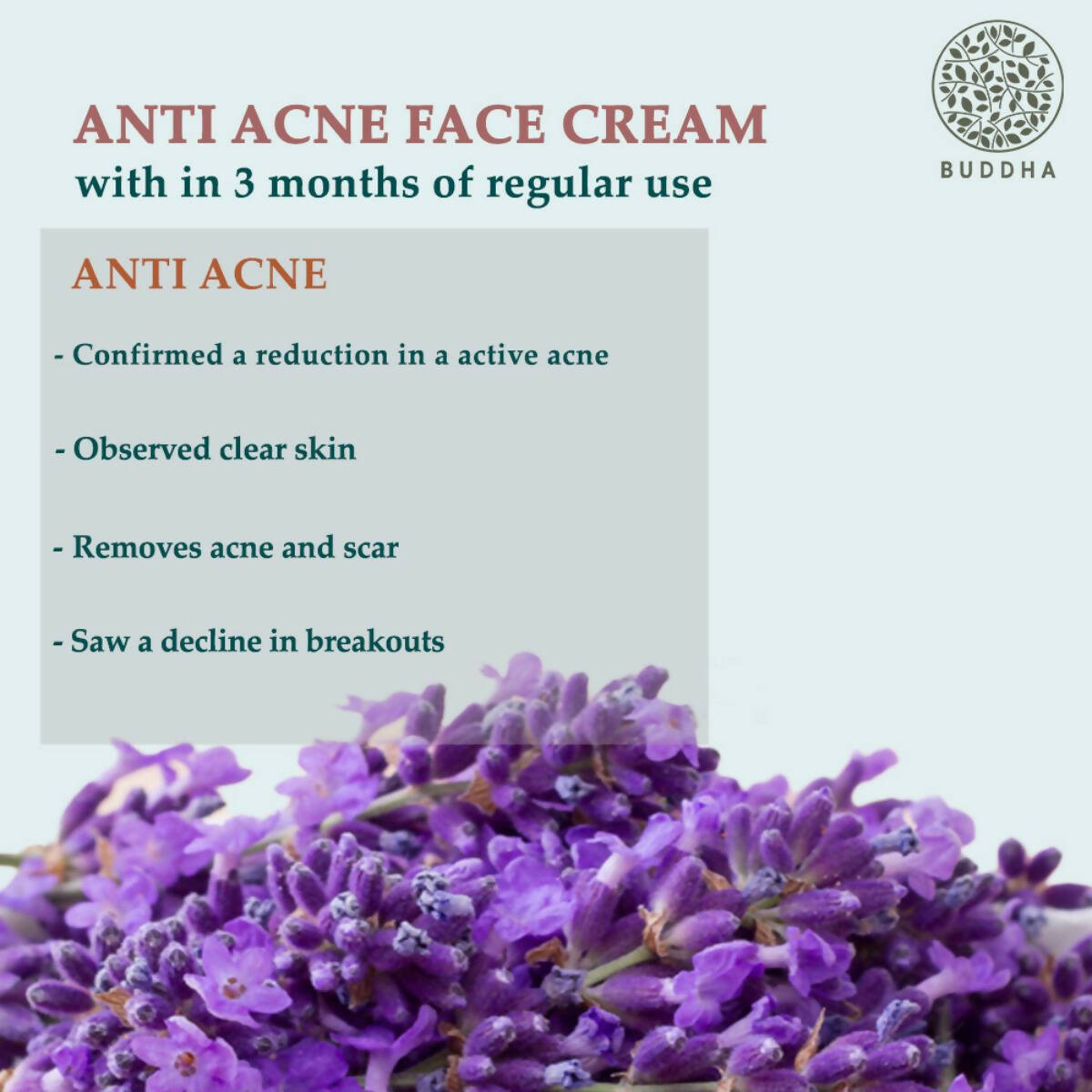 Buddha Natural Anti Acne Face Cream - For Acnes, Pimples, Scars & Marks | Grocsy