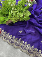 Joban Fashion Blue Frendy Satin Silk Party Wear Sarees | Grocsy