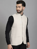 Even Apparels Nehru Jacket With Welt Pockets - Off White | Grocsy