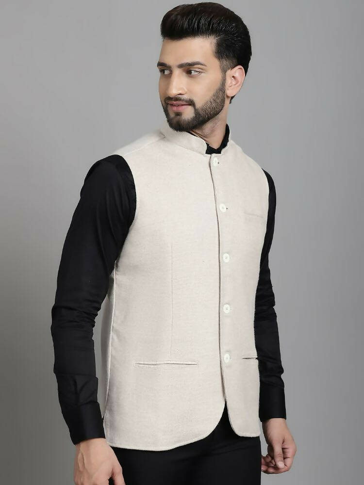 Even Apparels Nehru Jacket With Welt Pockets - Off White | Grocsy