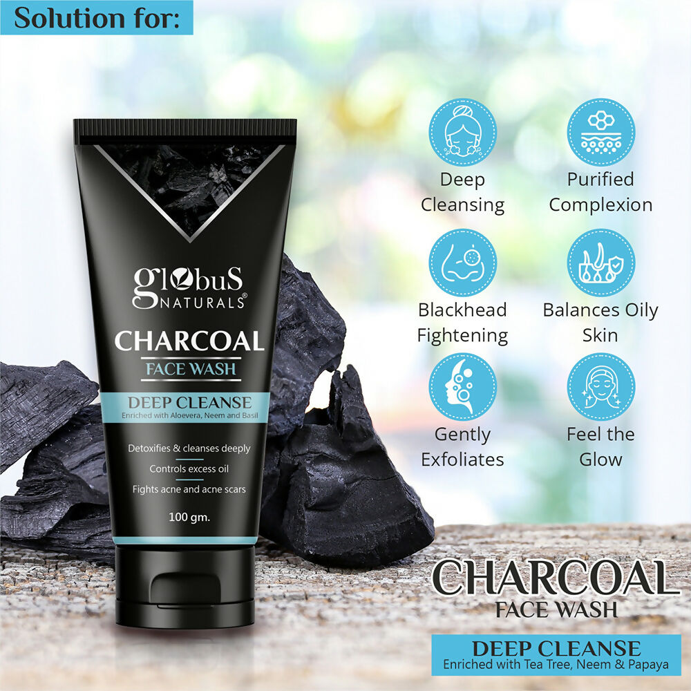Globus Naturals Charcoal Face Wash | Grocsy