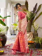 Shree Shyam Fashion Cream Soft Silk Saree | Grocsy