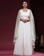 White Pure Viscose Georgette Sequence Embroidery work Lehenga Choli with Dupatta - Aakriti | Grocsy