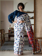 Suta Off White Polka Dots Pure Cotton Saree | Grocsy