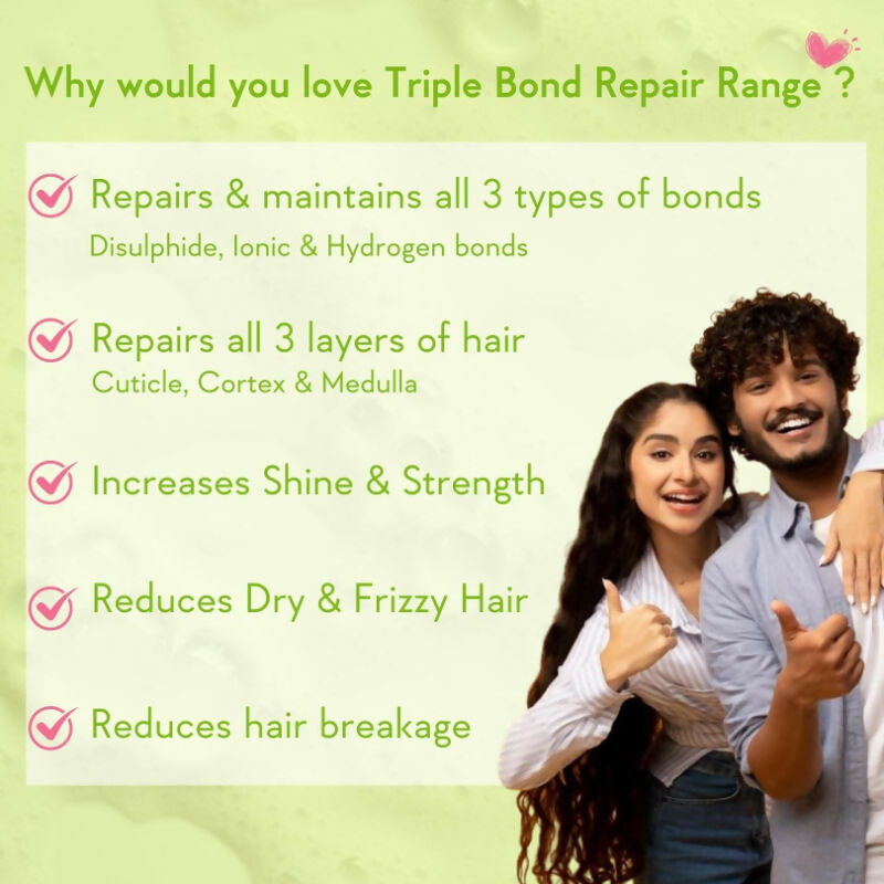 Wishcare Triple Bond Repair Combo - For Dry & Frizzy Hair with Amino Peptide for Damaged Hair | Grocsy