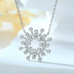 Cauer Moissanite Round Pendant Necklace in 925 Sterling Silver, White Gold Plated | Grocsy