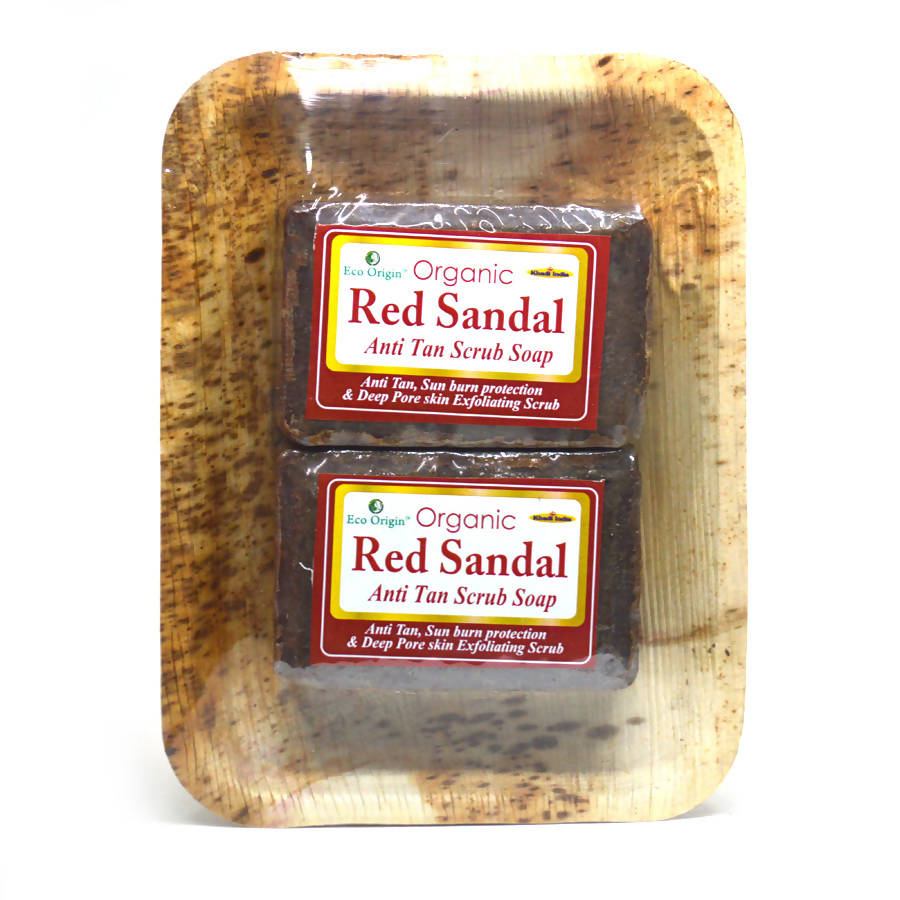 Khadi Eco Essentials Red Sandal Anti Tan Scrub Soap | Grocsy