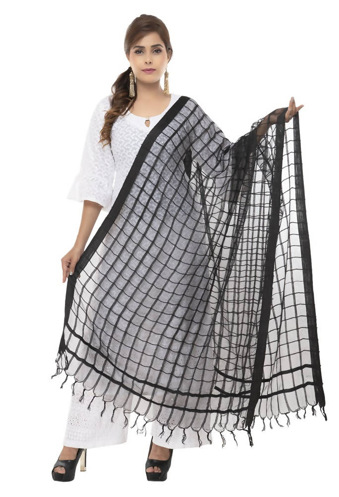 Mominos Fashion Black Cotton Square Dupatta | Grocsy