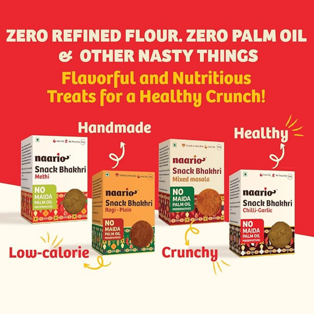 Naario Chilli Garlic, Methi, Plain, Masala, Peri Peri Crackers | Grocsy