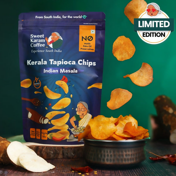 Sweet Karam Coffee Kerala Tapioca (Kappa) Chips - Indian Masala | Grocsy