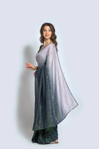 Vegaa Fashion Grey Vichitra Silk Embroidered Party Wear Saree | Grocsy
