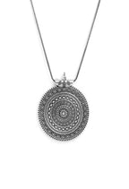 Mominos Fashion Johar Kamal Oxidised Silver-Plated Long Chain with Pendant & Studs For Women | Grocsy