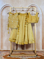 Lorenvalley Fashion Yellow Salsa Crush Plain Lehenga Choli with Koti | Grocsy