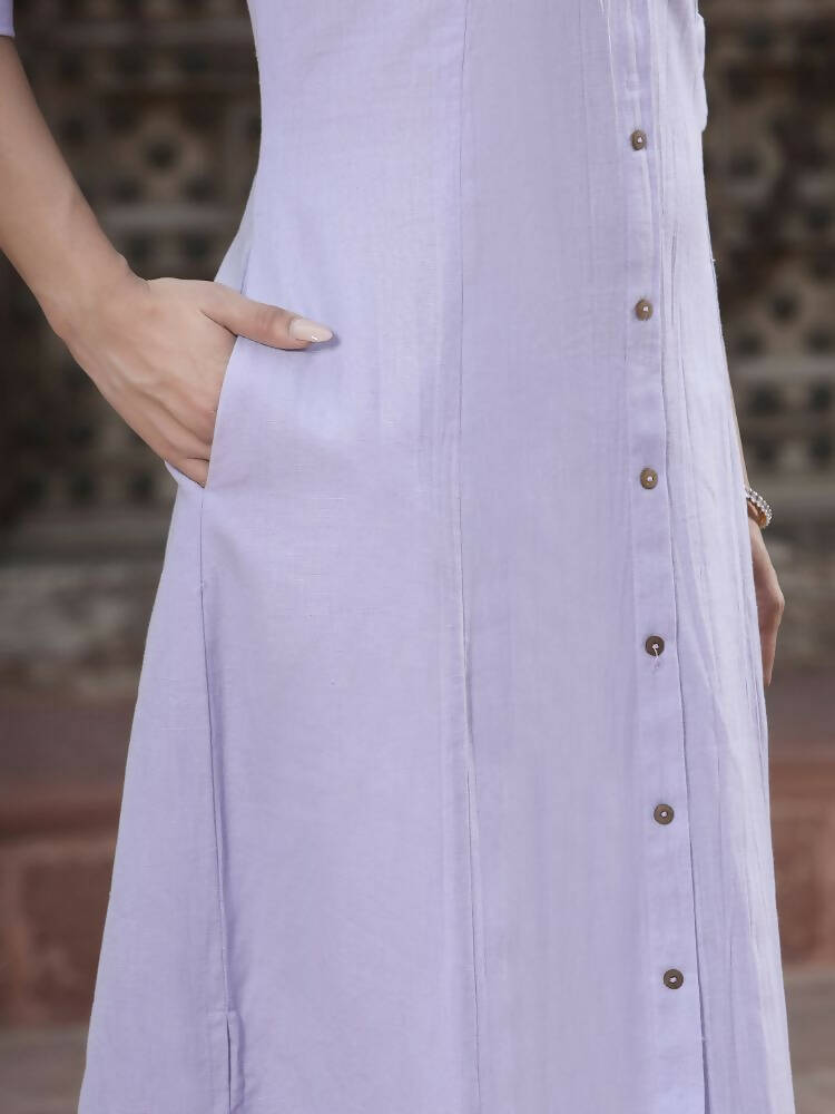 Juniper Women`s Lilac Cotton Flex Solid A-Line Kurta | Grocsy