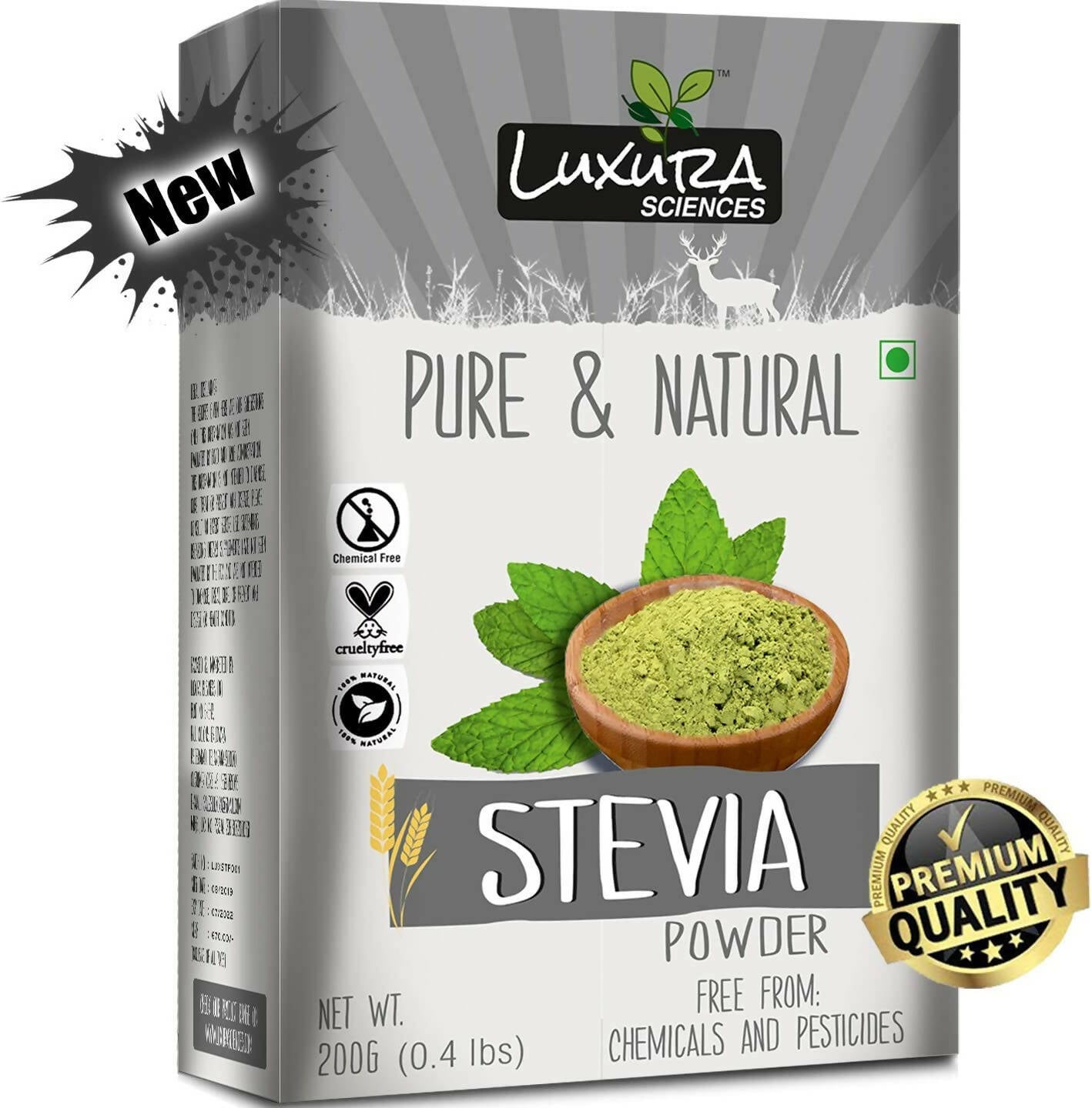 Luxura Sciences Unprocessed Green Stevia Leaf Powder | Grocsy