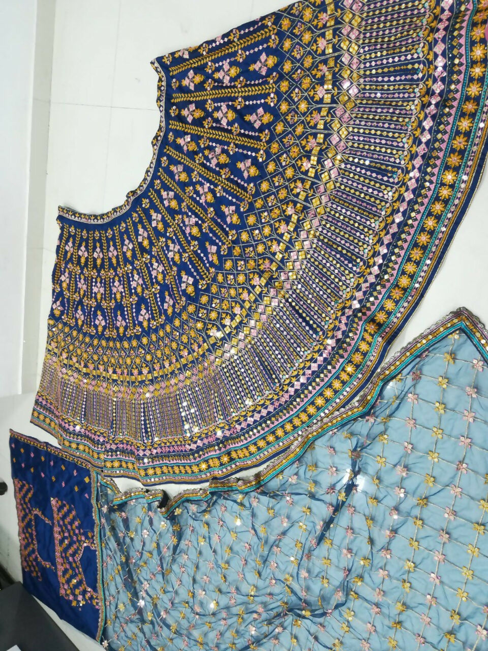 Jyoti Fashion Outstanding Blue Chinon 3MM, 9MM Sequins with Thread & Jari Embroidery Lehenga Choli with Dupatta | Grocsy