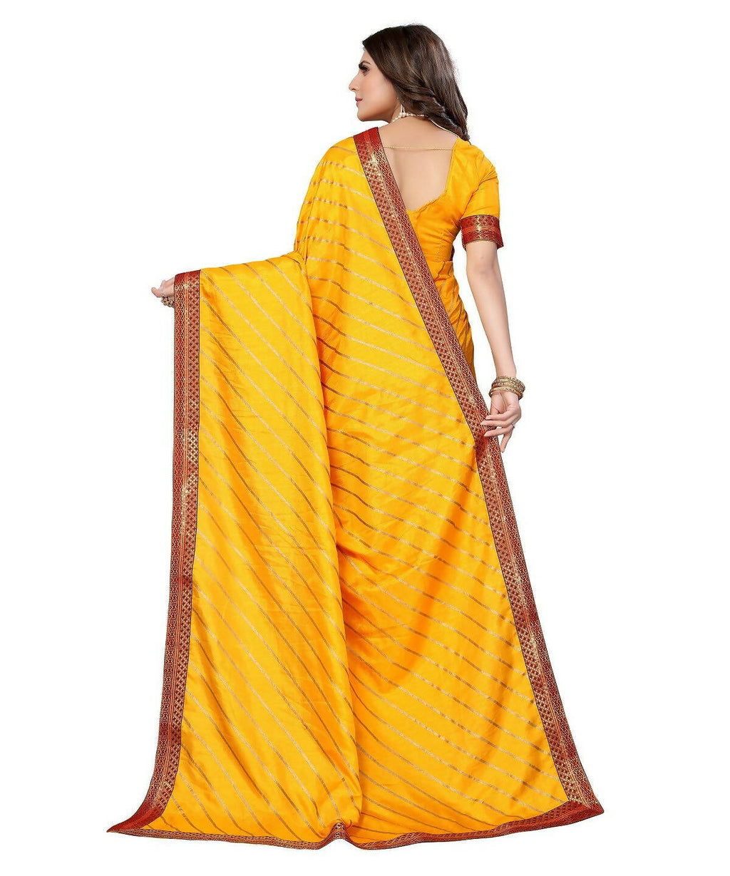 Vamika Dola Silk Yellow Lace Border Bollywood Style Saree (SUCHI YELLOW) | Grocsy