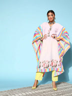 Ahalyaa Women Lovely Pink Crepe Vacation Stripes Kurta | Grocsy