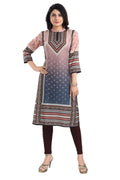 Snehal Creations Pinky Peach Designer Digital Print Masleen Fabric Long Kurti Tunic | Grocsy