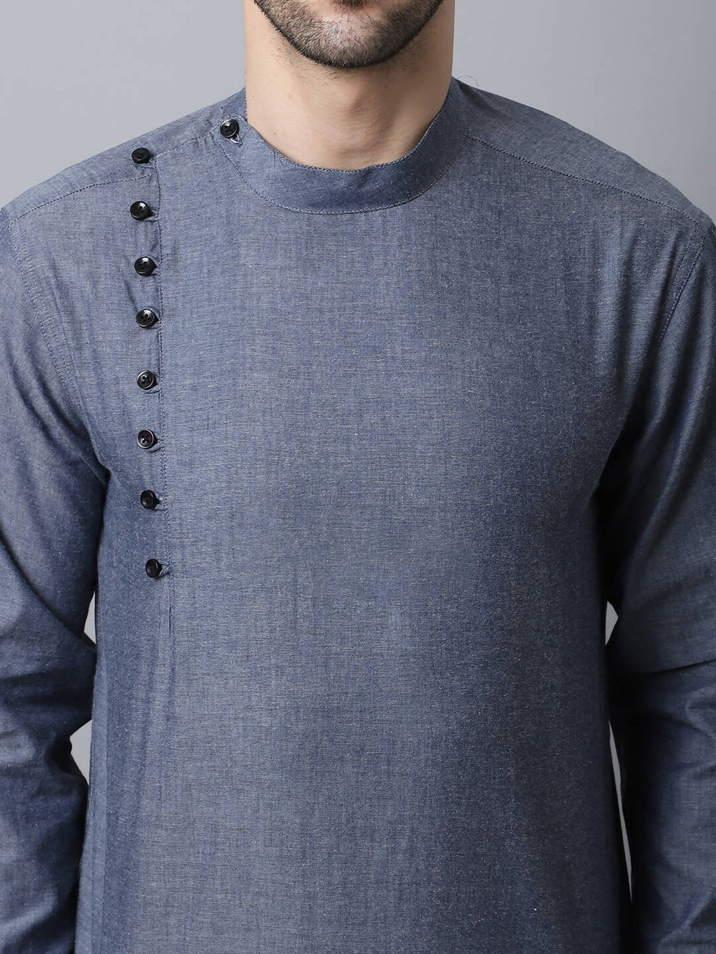 Even Apparels Grey Pure Cotton Men's Kurta With Side Placket | Grocsy