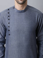 Even Apparels Grey Pure Cotton Men's Kurta With Side Placket | Grocsy