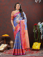 Lorenvalley Fashion Lavender Kanjivaram Silk Woven Design with Zari Weaving Saree | Grocsy