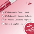 Bake Kojic Acid Beetroot Lip Kit With Lip Balm SPF 25 & Lip Scrub For Dark & Pigmented Lips | Grocsy