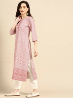 Deeps women's Pink Embroidered Rayon Kurta | Grocsy