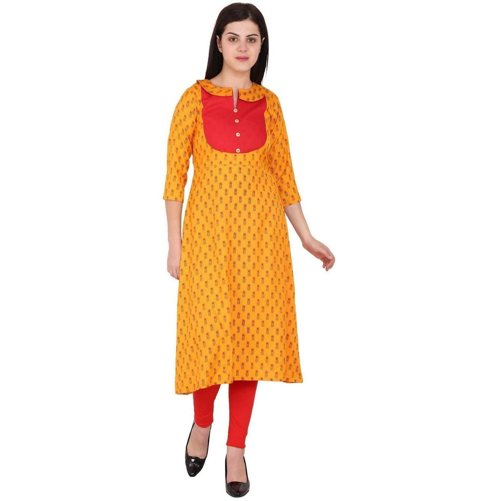 Kanoor Women's Multi Rayon A-Line Kurti | Grocsy