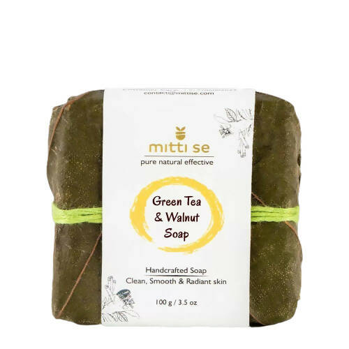 Mitti Se Green Tea Walnut Handcrafted Soap | Grocsy