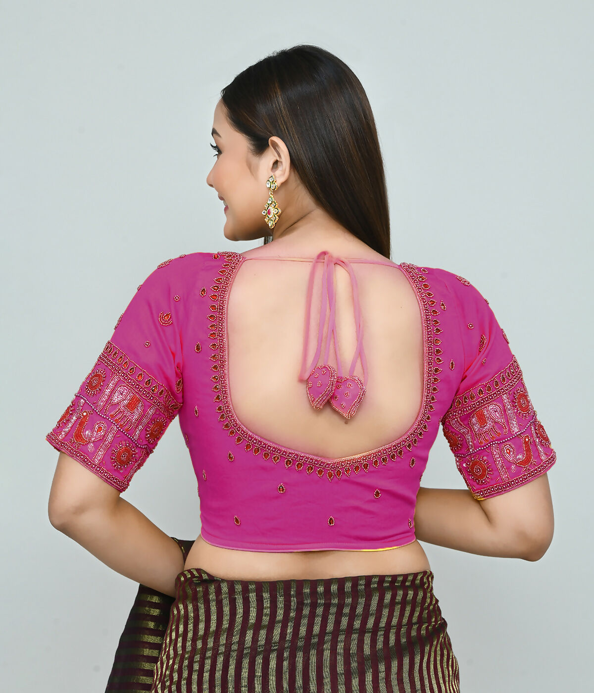 Joban Fashion Women's Pink Embroidered Stitched Blouse | Grocsy
