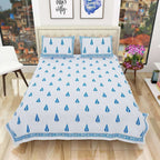 Hand Block Printed Double 230x270 Cms Jaipuri Bedspread with 2 Pillow Covers | Grocsy