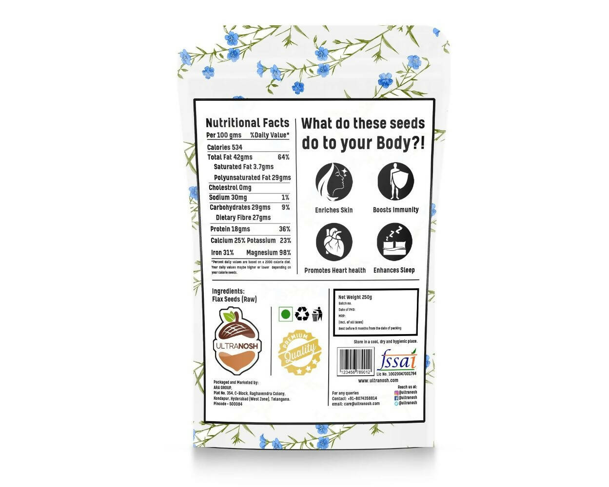 Ultranosh Premium Quality Flax Seeds | Grocsy