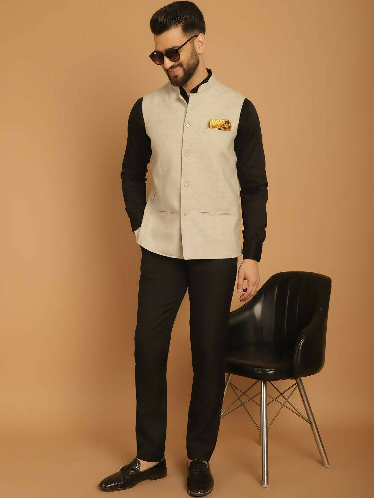 Even Apparels Pure Wool Nehru Jacket - Off White | Grocsy