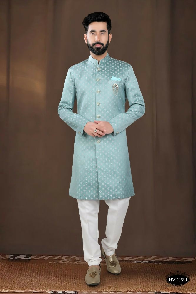 Joban Fashion Men's Green Woven Jacquard Kurta with Pyjama | Grocsy