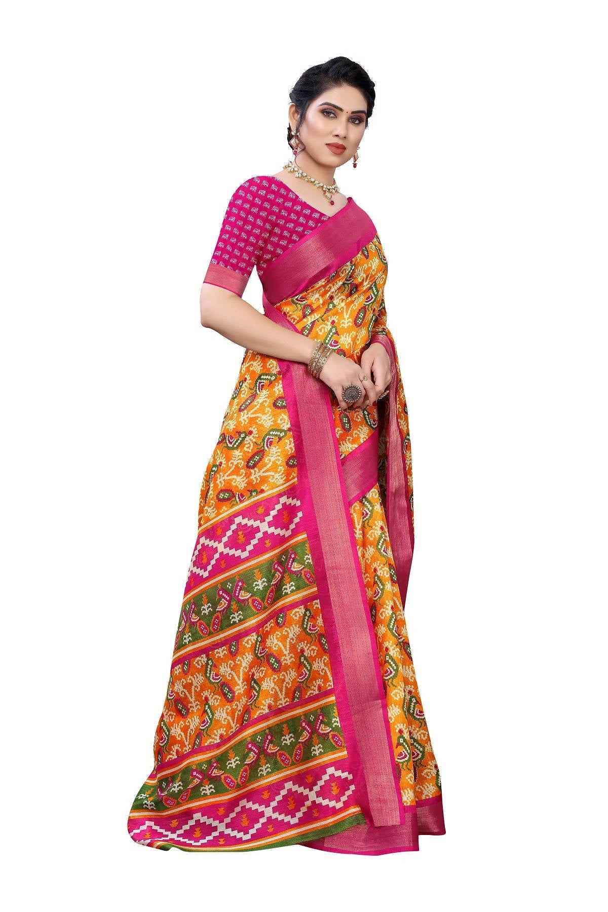 Vamika Mustard Linen Jari Border Saree (JANKI MUSTARD) | Grocsy